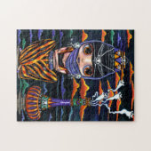 Niedliche Halloween Genie Girl Big Eyes Kitty Ghos Puzzle (Horizontal)