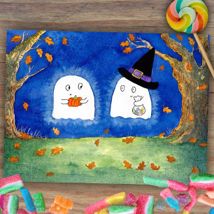 Niedliche Halloween-Gespenster von Nicole Janes Postkarte
