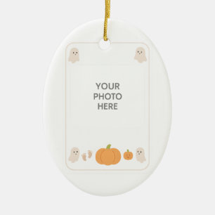 Niedliche Halloween-Ghost-Baby-Foto-Frame-Vorlage Keramik Ornament