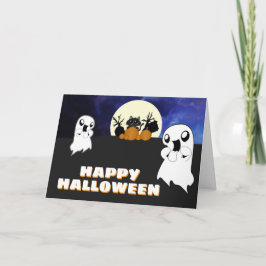 Niedliche Halloween Ghost Black Cat Spooky Karte