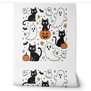 Niedliche Halloween Ghost Boo Cat Tapete