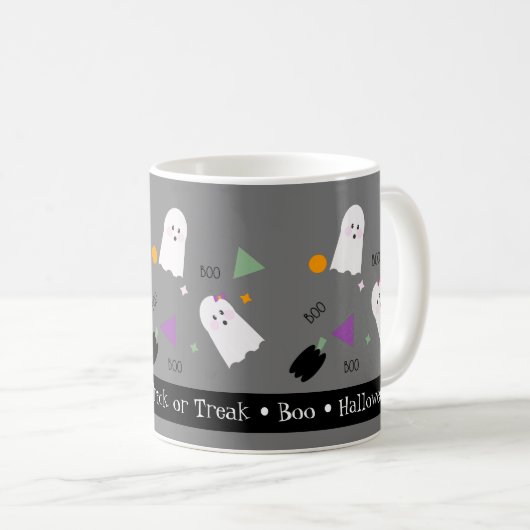 Niedliche Halloween Ghost farbenfrohe Confetti Mix Kaffeetasse (VorderseiteRechts)