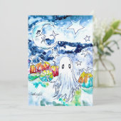 Niedliche Halloween-Ghost-Karte Feiertagskarte (Stehend Vorderseite)