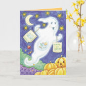 Niedliche Halloween-Ghost-Karten Karte (Gelbe Blume)