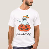 Niedliche Halloween Ghost Kürbislaterne Flüchtige T-Shirt (Vorderseite)