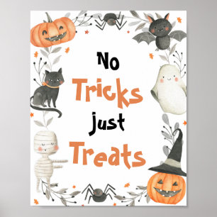 Niedliche Halloween Ghost No Tricks Nur Leckereien Poster