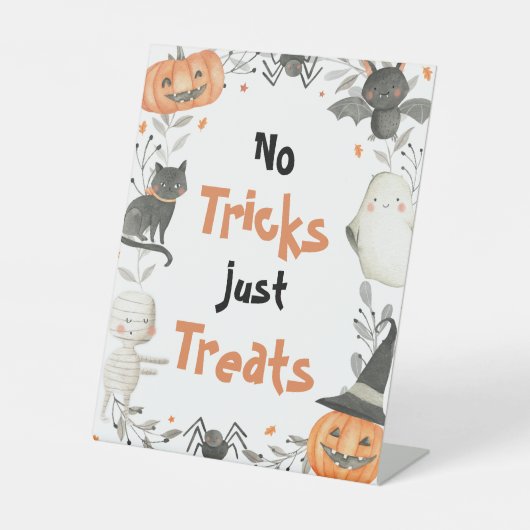 Niedliche Halloween Ghost No Tricks Nur Leckereien Sockelschild (Vorderseite)