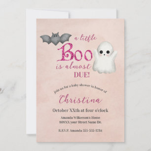 Niedliche Halloween Ghost Pink Girl Babydusche Einladung