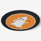 Niedliche Halloween-Ghost & Pumpkin auf Orange & B Pappteller (Schrägansicht)