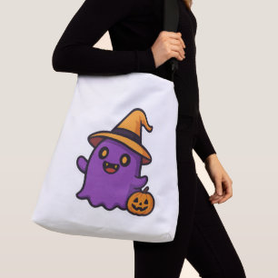 Niedliche Halloween-Ghost-Sticker Tragetaschen Mit Langen Trägern