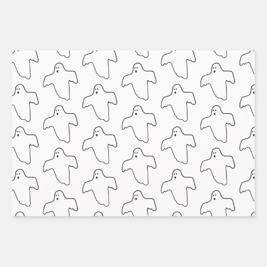 Niedliche Halloween-Ghosts-Kontur Geschenkpapier Set (Vorderseite 2)