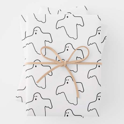 Niedliche Halloween-Ghosts-Kontur Geschenkpapier Set (Beispiel)
