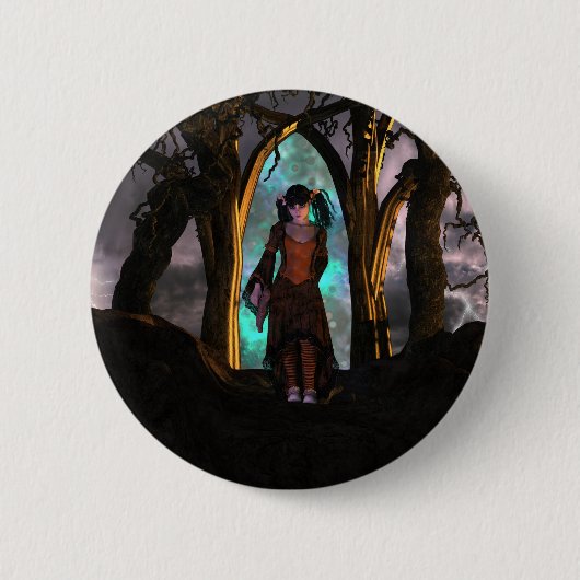 Niedliche Halloween-Girl Button (Vorderseite)
