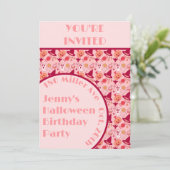 Niedliche Halloween-Girl-Geburtstagsparty Einladung (Stehend Vorderseite)