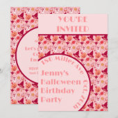 Niedliche Halloween-Girl-Geburtstagsparty Einladung (Vorne/Hinten)