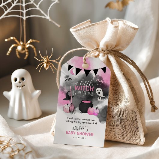 Niedliche Halloween Girls Pink Kinderdusche Danke Geschenkanhänger
