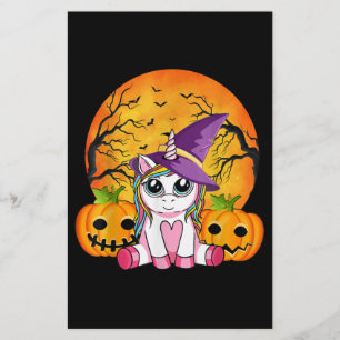 Niedliche Halloween Girls Witchy Unicorn Halloween Briefpapier