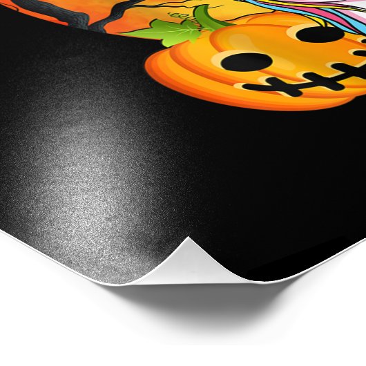 Niedliche Halloween Girls Witchy Unicorn Halloween Fotodruck (Ecke)