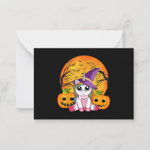 Niedliche Halloween Girls Witchy Unicorn Halloween Mitteilungskarte