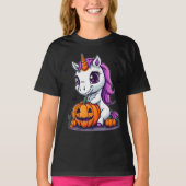 Niedliche Halloween Girls Witchy Unicorn Halloween T-Shirt (Vorderseite)