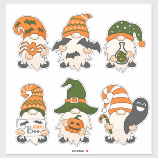 Niedliche Halloween-Gnomes Aufkleber (Blatt)