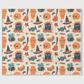 Niedliche Halloween Gravestone & Cauldrons Geschenkpapier (Flach)