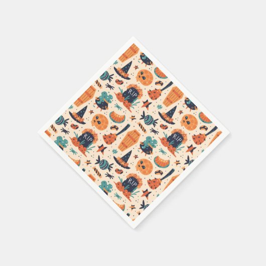 Niedliche Halloween Gravestone & Cauldrons Serviette (Ecke)