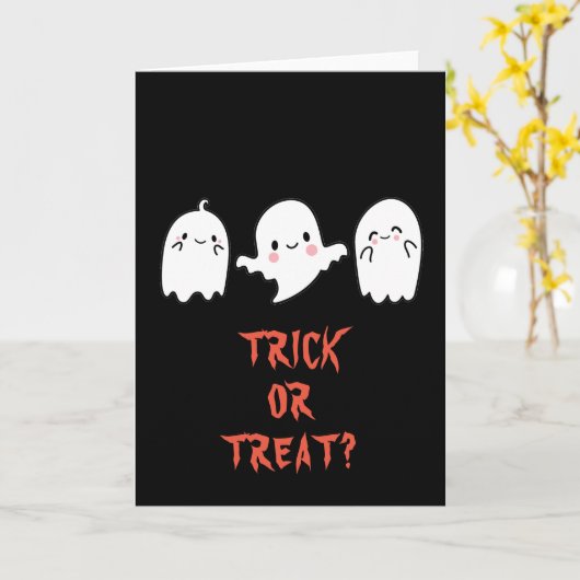 Niedliche Halloween-Grußkarte, Trick oder Trete Karte (Gelbe Blume)