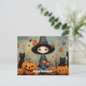 Niedliche Halloween Hexe 6 Postkarte (Stehend Vorderseite)