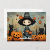 Niedliche Halloween Hexe 6 Postkarte (Vorne/Hinten)