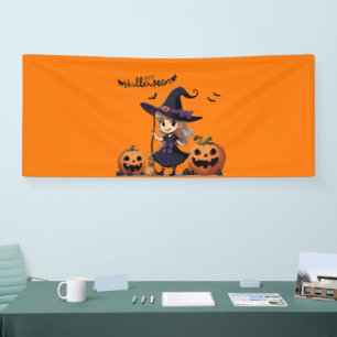 Niedliche Halloween-Hexe Banner