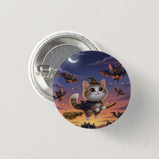 Niedliche Halloween-Hexe Button (Vorne & Hinten)