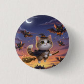 Niedliche Halloween-Hexe Button (Vorderseite)