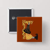 Niedliche Halloween-Hexe Button (Vorne & Hinten)