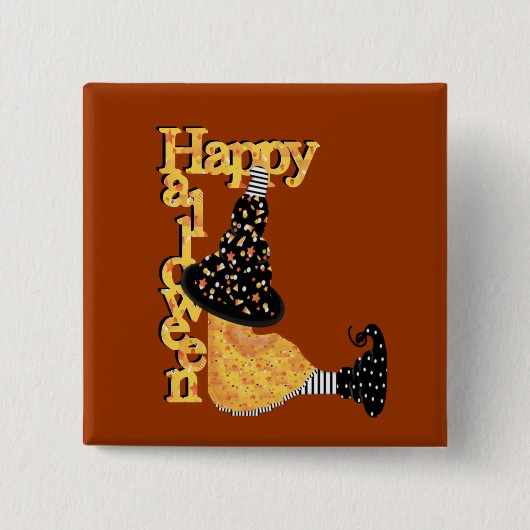 Niedliche Halloween-Hexe Button (Vorderseite)