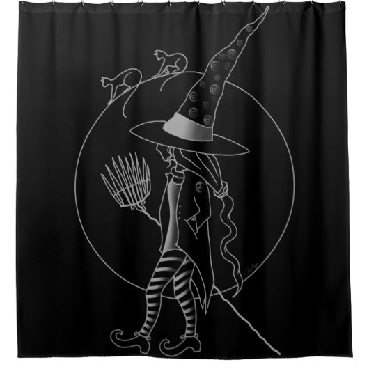 Niedliche Halloween-Hexe Duschvorhang (Vorderseite)