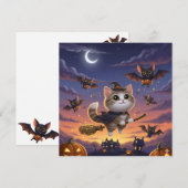 Niedliche Halloween-Hexe Einladung (Vorne/Hinten)