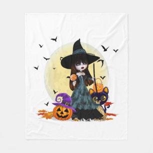 Niedliche Halloween-Hexe Fleecedecke