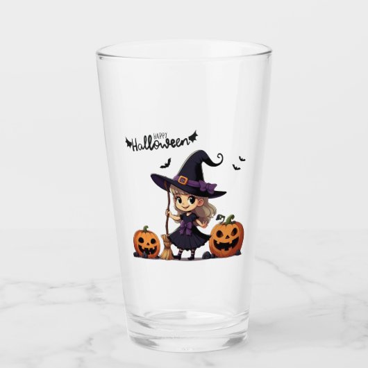 Niedliche Halloween-Hexe Glas (Vorderseite)