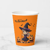 Niedliche Halloween-Hexe Pappbecher (Rückseite)