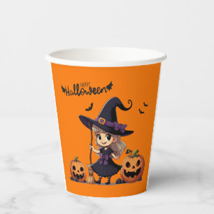 Niedliche Halloween-Hexe Pappbecher