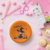 Niedliche Halloween-Hexe Pappteller (Party)