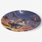 Niedliche Halloween-Hexe Pappteller (Schrägansicht)