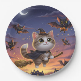Niedliche Halloween-Hexe Pappteller