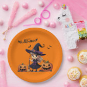 Niedliche Halloween-Hexe Pappteller (Party)