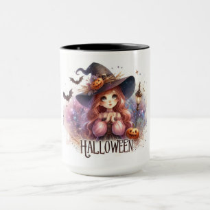 Niedliche Halloween-Hexe Tasse