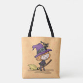 Niedliche Halloween Hexe und Katze | Tragetasche Tasche (Rückseite)