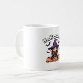 Niedliche Halloween-Hexe und Pumpkins-Tasse Kaffeetasse (Vorderseite Links)