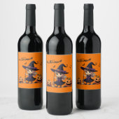 Niedliche Halloween-Hexe Weinetikett (Flaschen)