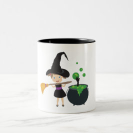 Niedliche Halloween-Hexe Zweifarbige Tasse